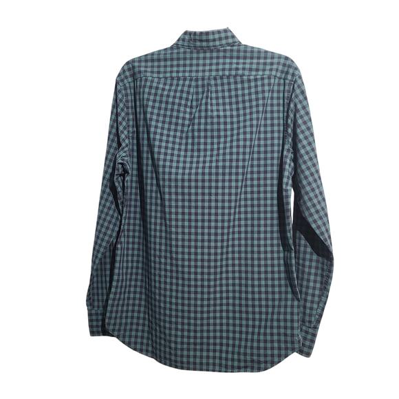J. Crew Gingham Classic Secret Wash Button Front Shirt Navy Green - Picture 2 of 5